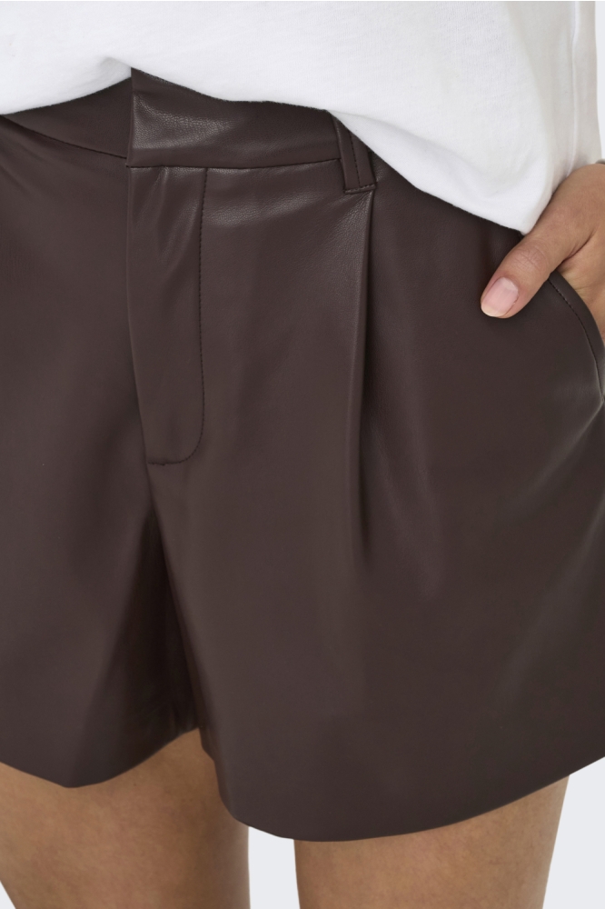 ONLSMOOTH HW FAUX LEA SHORTS CC PNT 15351265 SEAL BROWN